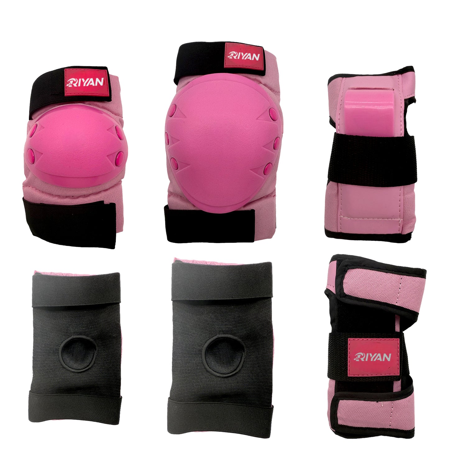 Pink Roller Skating Pads Set Knee Pads Elbow Pads And Wrist Guards  with Elastic Sock