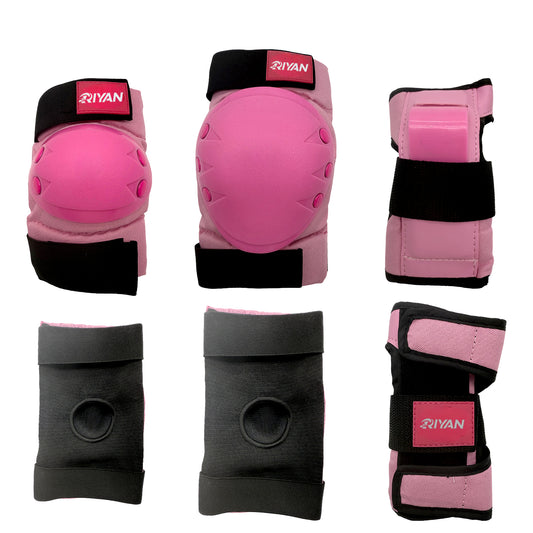 Pink Roller Skating Pads Set Knee Pads Elbow Pads And Wrist Guards  with Elastic Sock