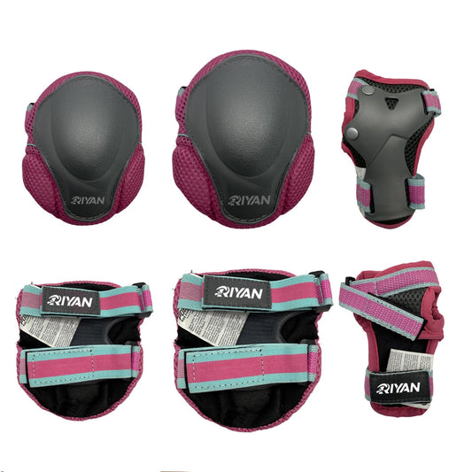 Pink Roller Skating Pads Set Knee Pads Elbow Pads And Wrist Guards  with Elastic Sock
